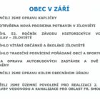 Obec v ZÁŘÍ 2019