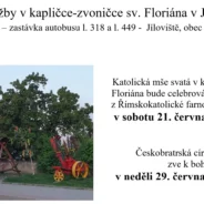 Bohoslužby v kapličce-zvoničce sv. Floriána v Jílovišti Červen 2025